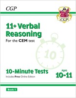 11+ CEM 10-Minute Tests: Verbal Reasoning - Ages 10-11 Book 1 (with Online Edition)