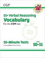 11+ CEM 10-Minute Tests: Verbal Reasoning Vocabulary - Ages 10-11 (with Online Edition)