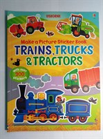 Trains, Truck & Tractors (Usborne Make a Picture Sticker Book): 1 (Make a Picture Sticker Books) Paperback